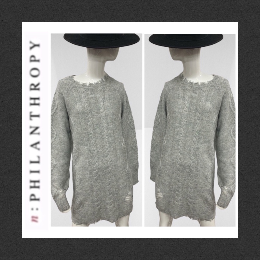 n: Philanthropy Distressed Sweater Dress
